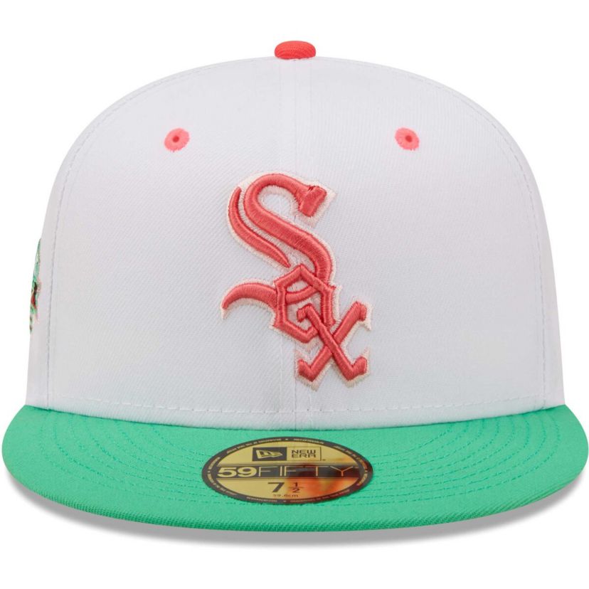 Chicago White Sox MLB White/Green Chicago Sox Inaugural Season at Comiskey Park Watermelon Lolli 59FIFTY Fitted Hat