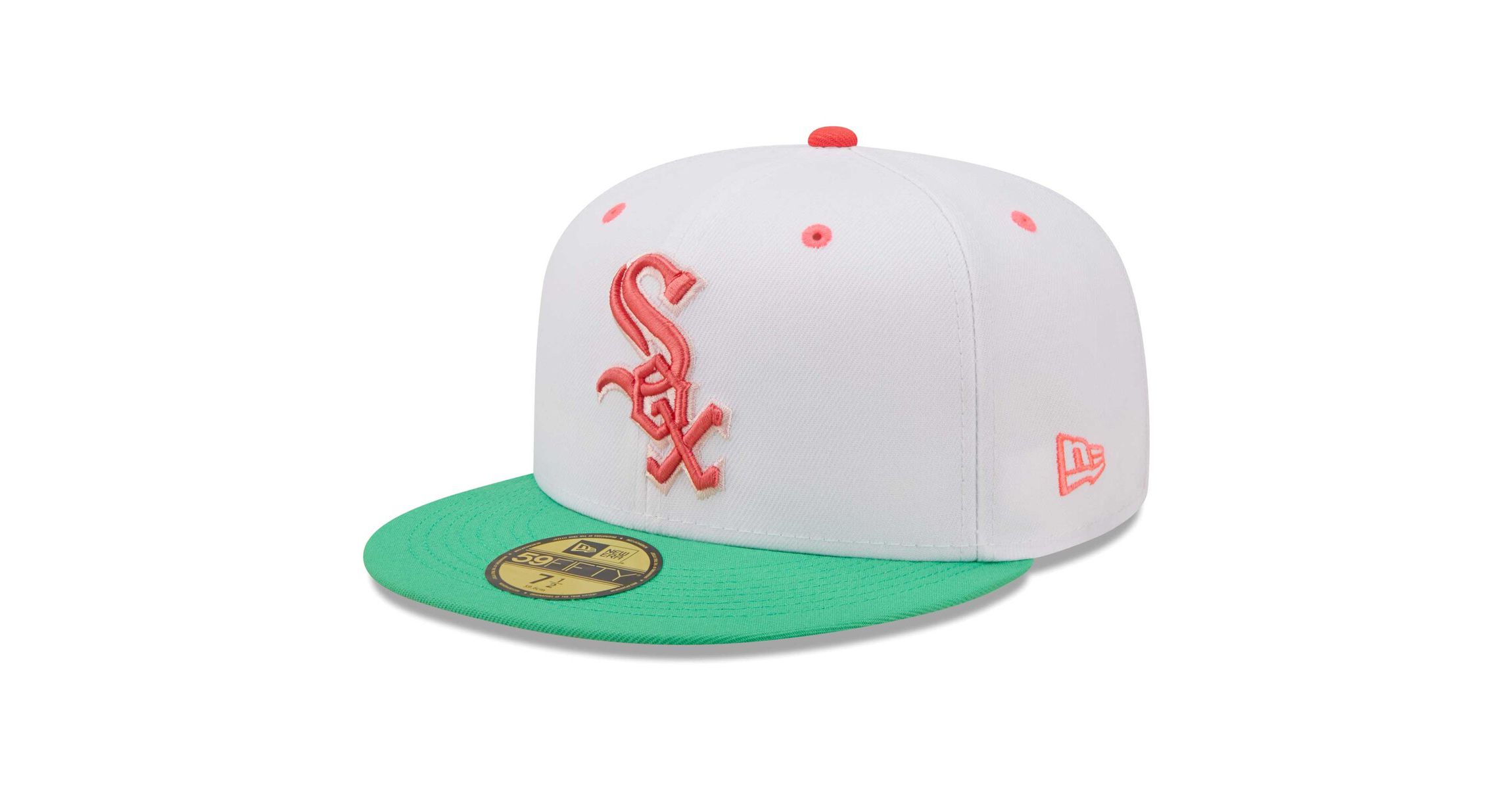 Chicago White Sox MLB White/Green Chicago Sox Inaugural Season at Comiskey Park Watermelon Lolli 59FIFTY Fitted Hat