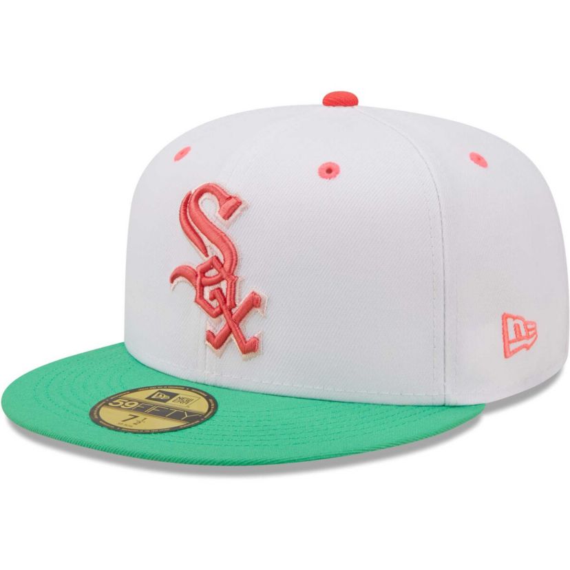 Chicago White Sox MLB White/Green Chicago Sox Inaugural Season at Comiskey Park Watermelon Lolli 59FIFTY Fitted Hat