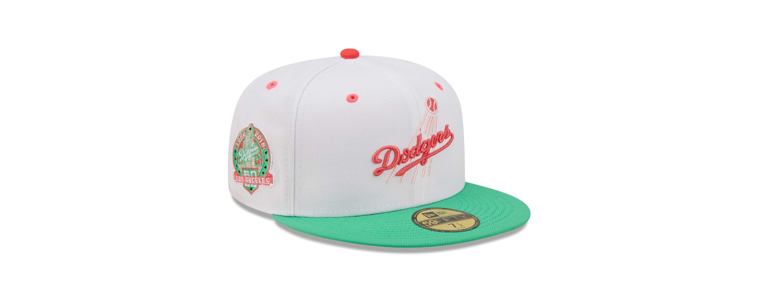 MLB White/Green Los Angeles Dodgers 50th Anniversary in Los Angeles Watermelon Lolli 59FIFTY Fitted Hat