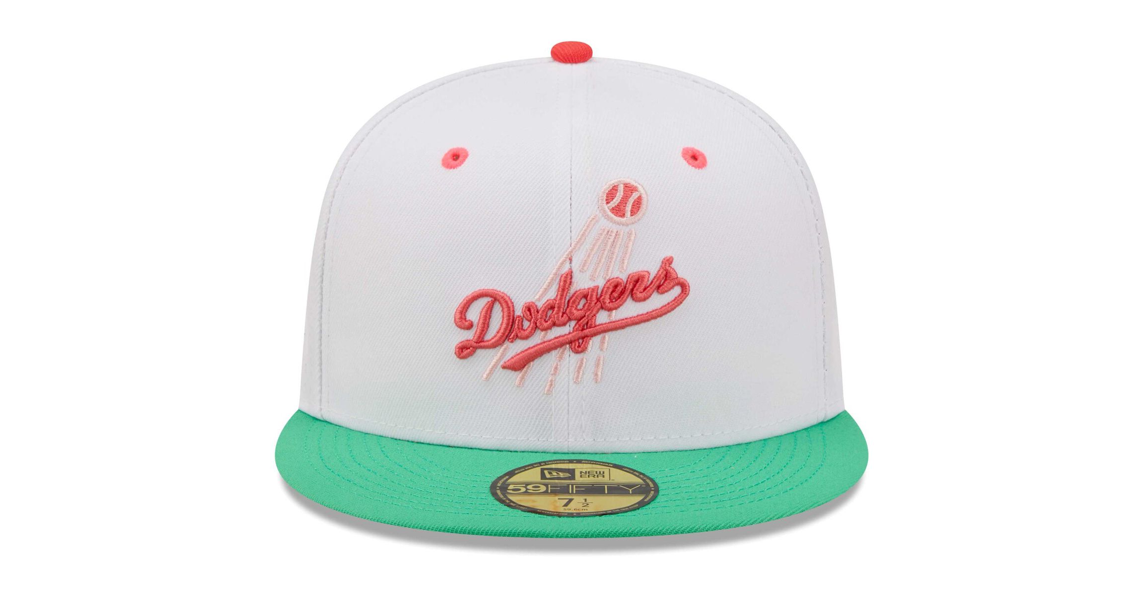 MLB White/Green Los Angeles Dodgers 50th Anniversary in Los Angeles Watermelon Lolli 59FIFTY Fitted Hat