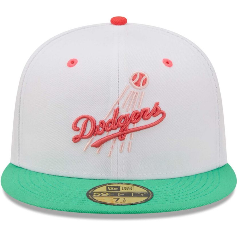 MLB White/Green Los Angeles Dodgers 50th Anniversary in Los Angeles Watermelon Lolli 59FIFTY Fitted Hat