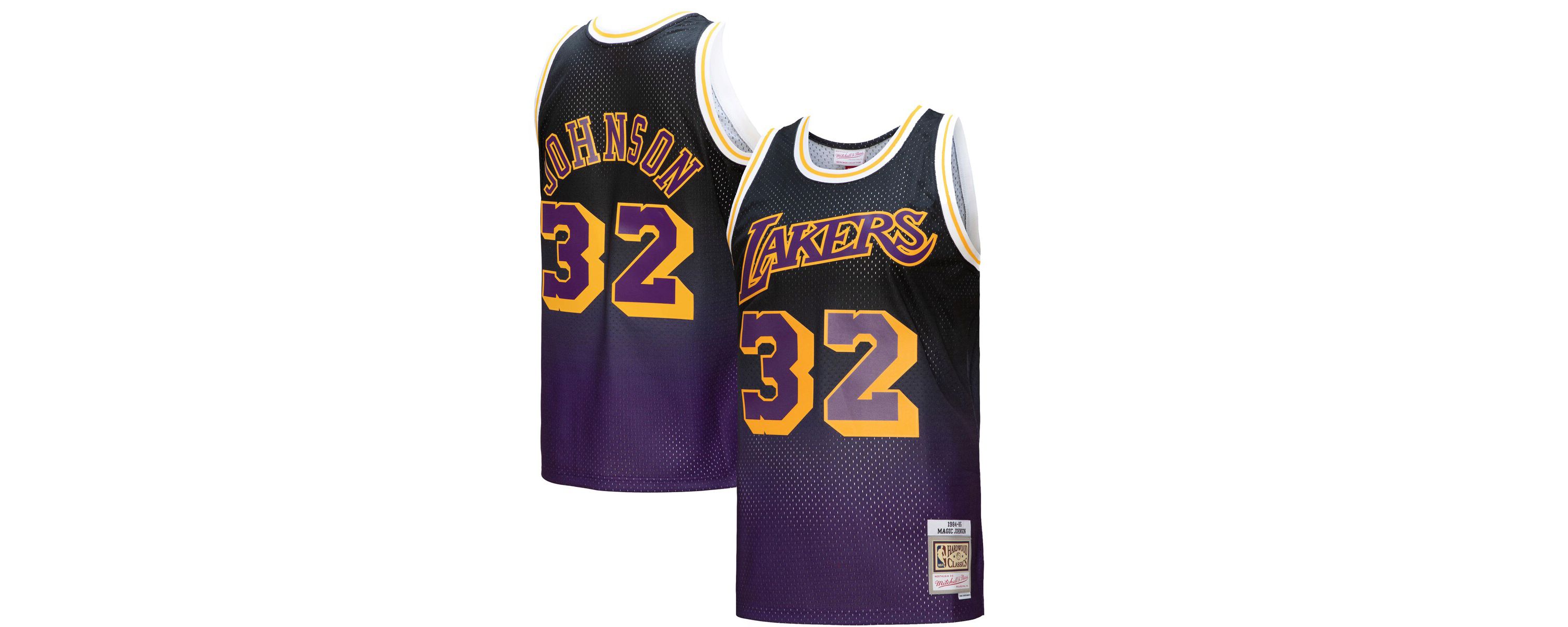 NBA Magic Johnson Los Angeles Lakers 1984/85 Hardwood Classics Fadeaway Swingman Player Jersey