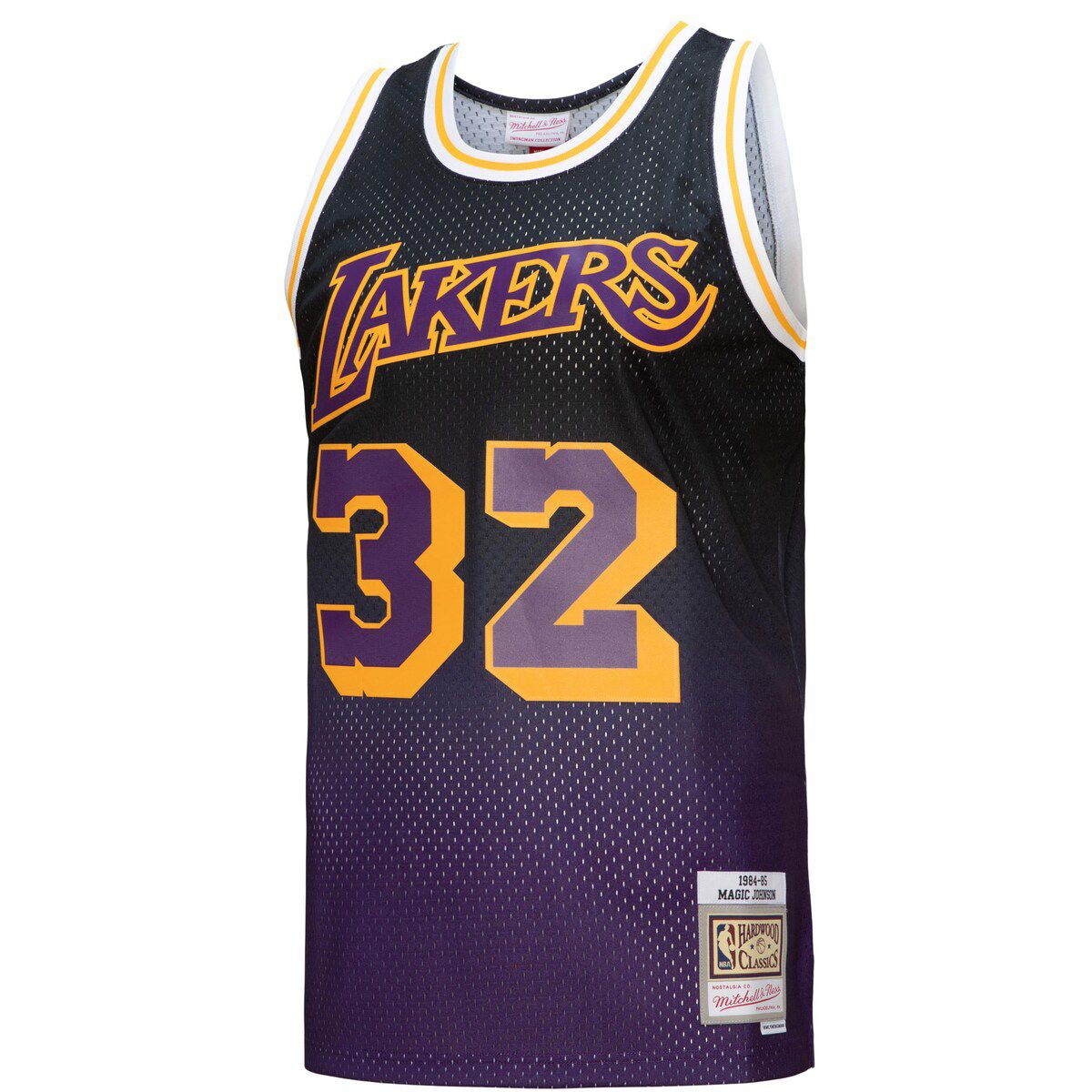 NBA Magic Johnson Los Angeles Lakers 1984/85 Hardwood Classics Fadeaway Swingman Player Jersey