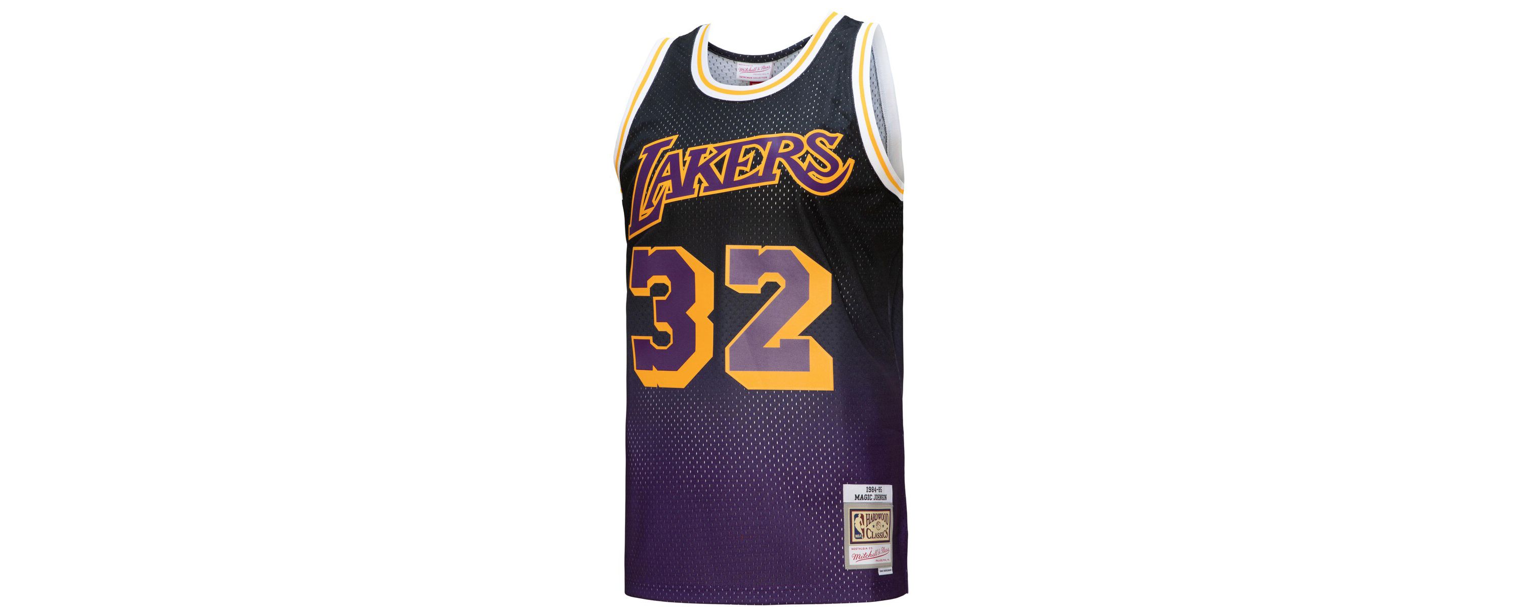 NBA Magic Johnson Los Angeles Lakers 1984/85 Hardwood Classics Fadeaway Swingman Player Jersey