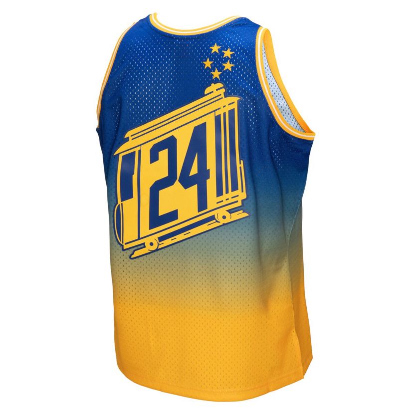 Hardwood Classic Teams Rick Barry Gold/Royal San Francisco Warriors 1966/67 Hardwood Classics Fadeaway Swingman Player Jersey