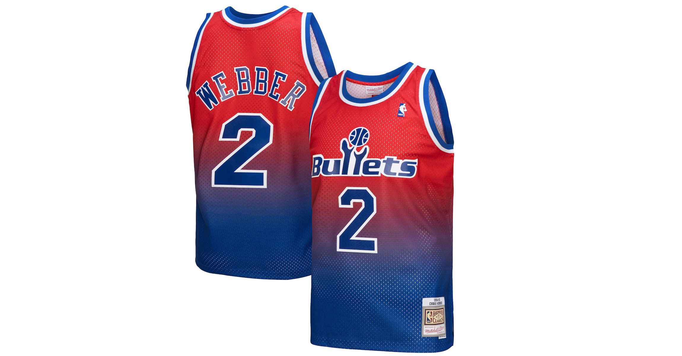 Hardwood Classic Teams Chris Webber Washington Bullets 1994/95 Hardwood Classics Fadeaway Swingman Player Jersey