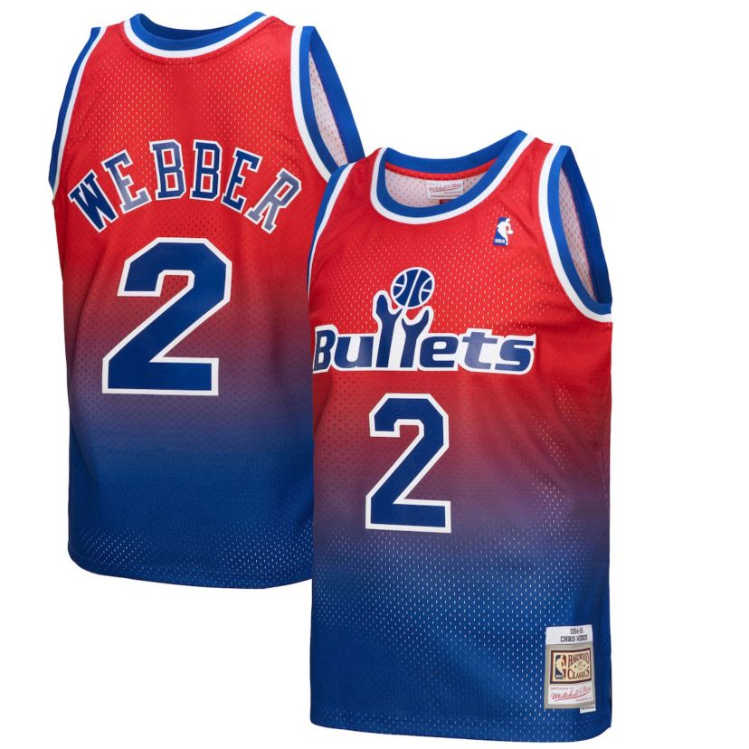 Hardwood Classic Teams Chris Webber Washington Bullets 1994/95 Hardwood Classics Fadeaway Swingman Player Jersey
