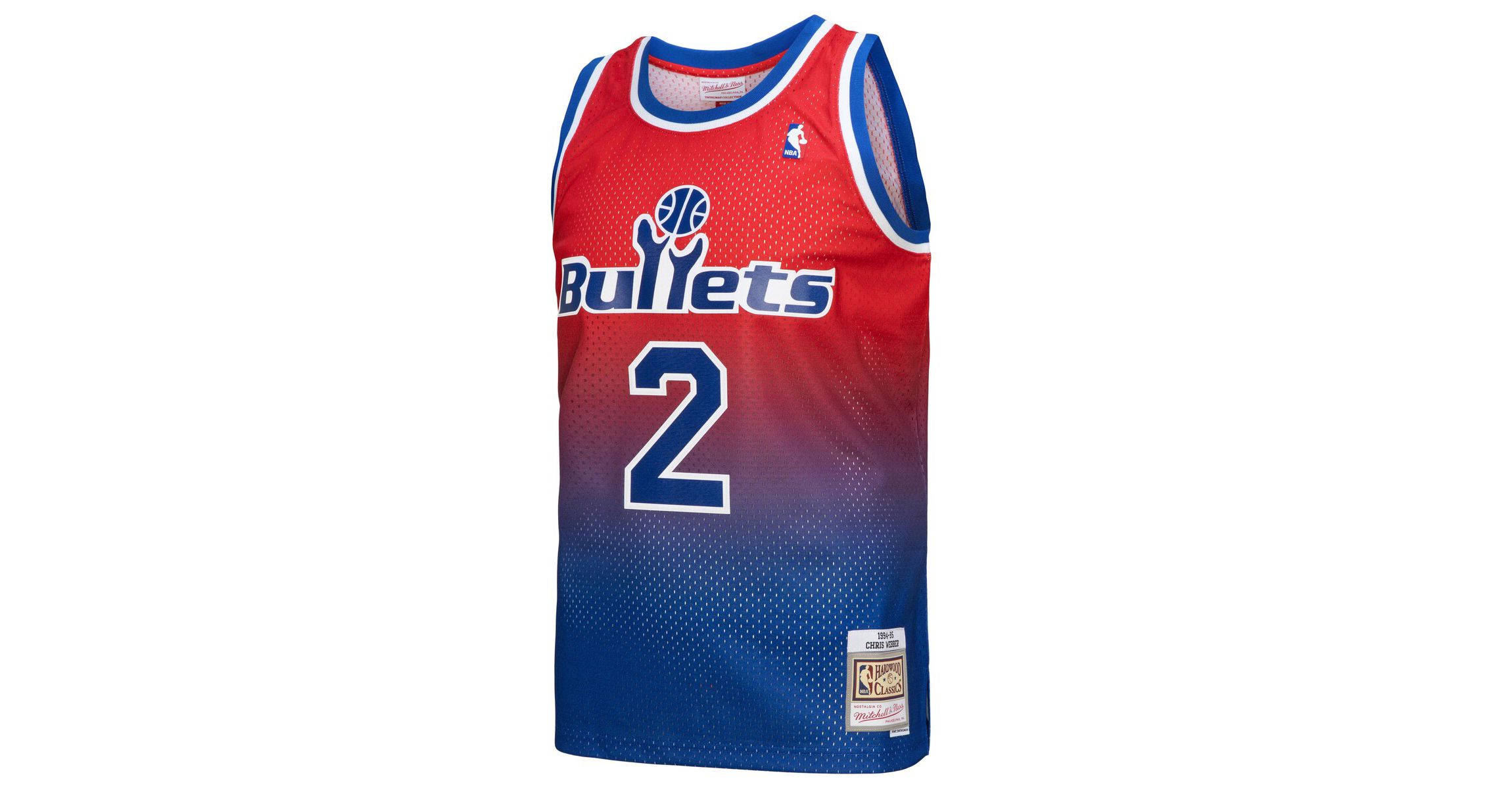 Hardwood Classic Teams Chris Webber Washington Bullets 1994/95 Hardwood Classics Fadeaway Swingman Player Jersey