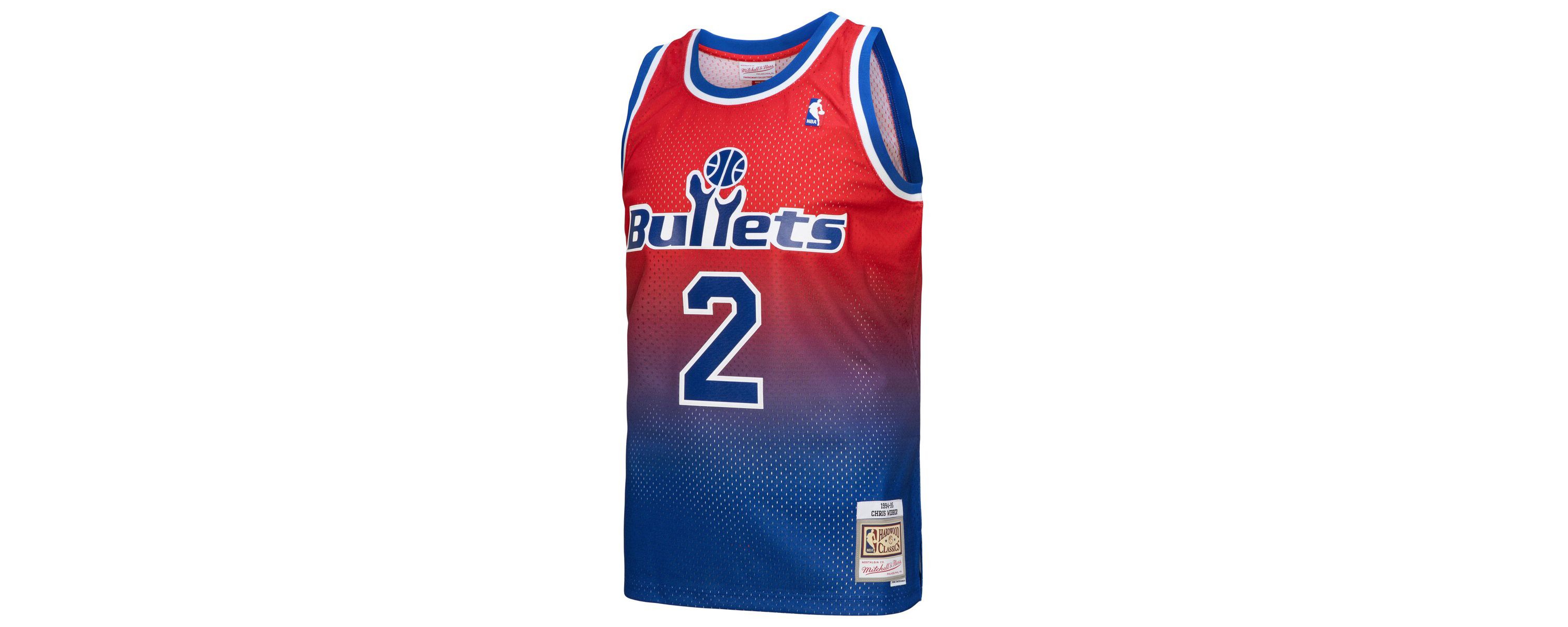 Hardwood Classic Teams Chris Webber Washington Bullets 1994/95 Hardwood Classics Fadeaway Swingman Player Jersey