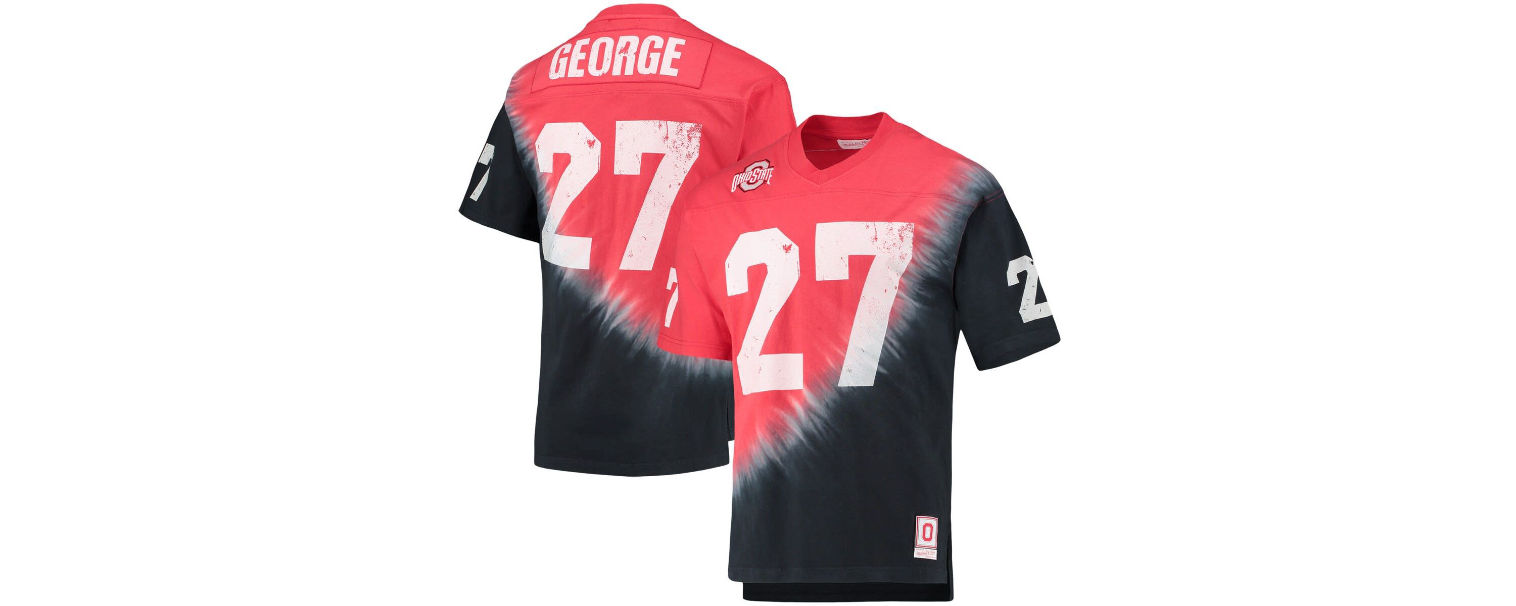 NCAA Eddie George Ohio State Buckeyes Name & Number Tie-Dye V-Neck T-Shirt