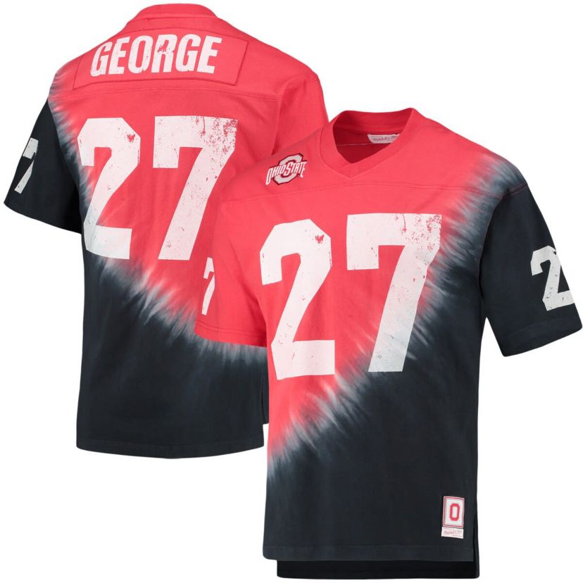NCAA Eddie George Ohio State Buckeyes Name & Number Tie-Dye V-Neck T-Shirt
