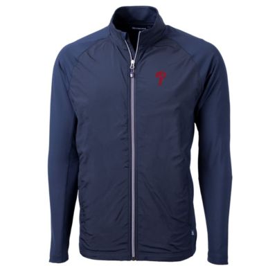 Cutter & Buck Men's MLB Philadelphia Phillies Big & Tall Adapt Eco Knit Full-Zip Jacket, Navy Blue, XL Tall