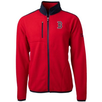 Cutter & Buck Men's Boston Red Sox MLB Boston Sox Big & Tall Cascade Eco Sherpa Fleece Full-Zip Jacket, 3XLT