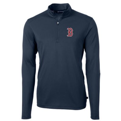Cutter & Buck Men's Boston Red Sox MLB Boston Sox Big & Tall Virtue Eco Pique Quarter-Zip Pullover Jacket, Navy Blue, XL Tall