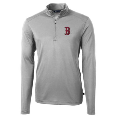 Cutter & Buck Men's Boston Red Sox MLB Boston Sox Big & Tall Virtue Eco Pique Quarter-Zip Pullover Jacket, Gray, 3XLT