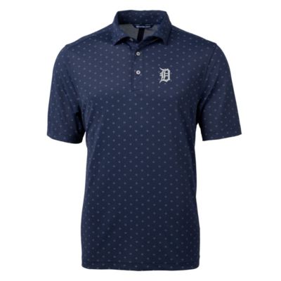 Cutter & Buck Men's MLB Detroit Tigers Big & Tall Virtue Eco Pique Tile Print Polo, Navy Blue, 3XL Tall