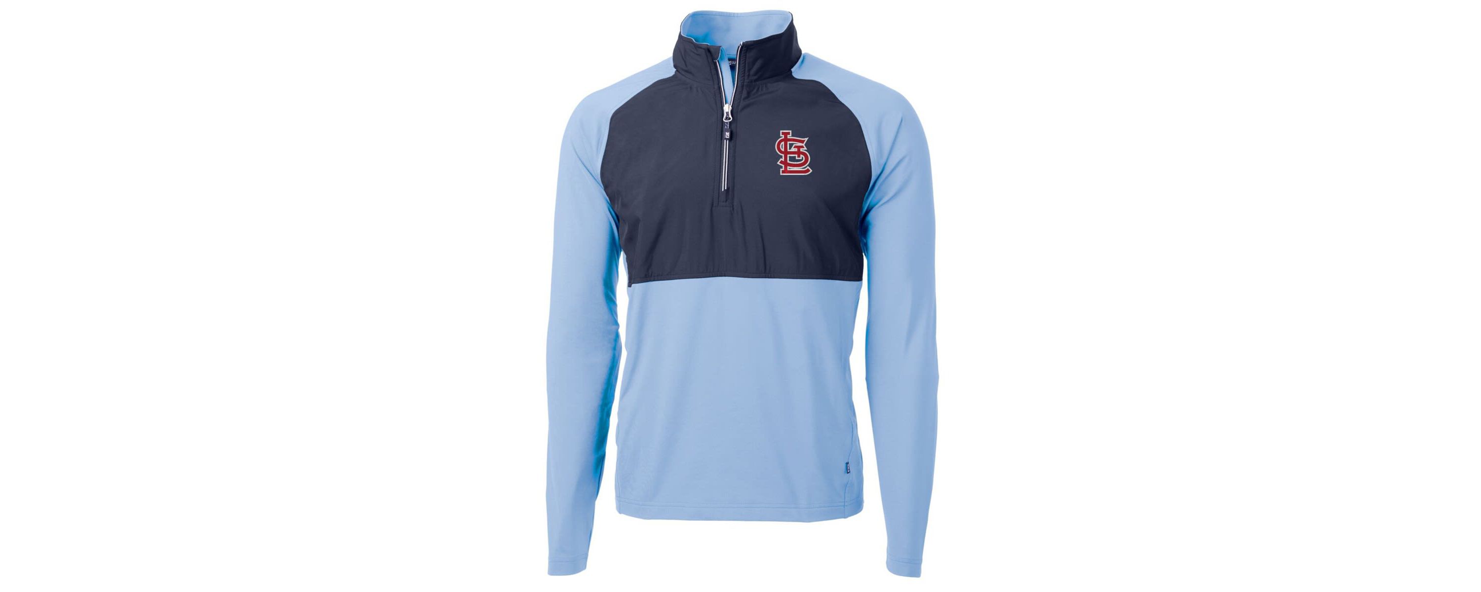 MLB Light Blue/Navy St. Louis Cardinals Adapt Eco Knit Hybrid Recycled Quarter-Zip Pullover Jacket