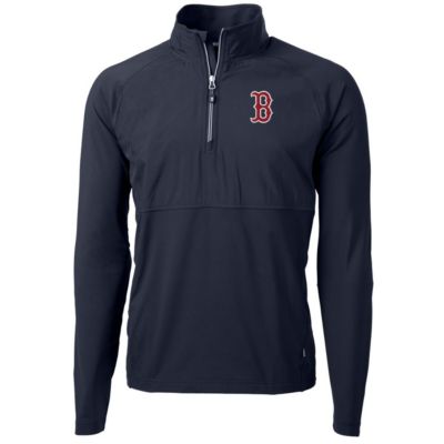 Cutter & Buck Men's Boston Red Sox MLB Boston Sox Adapt Eco Knit Hybrid Recycled Quarter-Zip Pullover Jacket, Navy Blue, Small