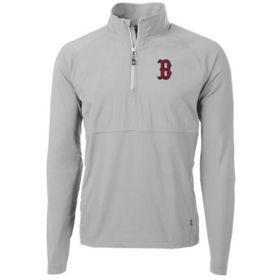 Cutter & Buck Men's Boston Red Sox MLB Boston Sox Adapt Eco Knit Hybrid Recycled Quarter-Zip Pullover Jacket, Gray, XL
