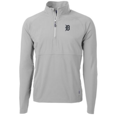 Cutter & Buck Men's MLB Detroit Tigers Adapt Eco Knit Hybrid Recycled Quarter-Zip Pullover Jacket, Gray, 3XL