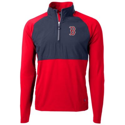 Cutter & Buck Men's Boston Red Sox MLB Boston Sox Adapt Eco Knit Hybrid Recycled Quarter-Zip Pullover Jacket, 3XL