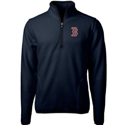 Cutter & Buck Men's Boston Red Sox MLB Boston Sox Cascade Eco Sherpa Fleece Quarter-Zip Pullover Jacket, Navy Blue, 3XL