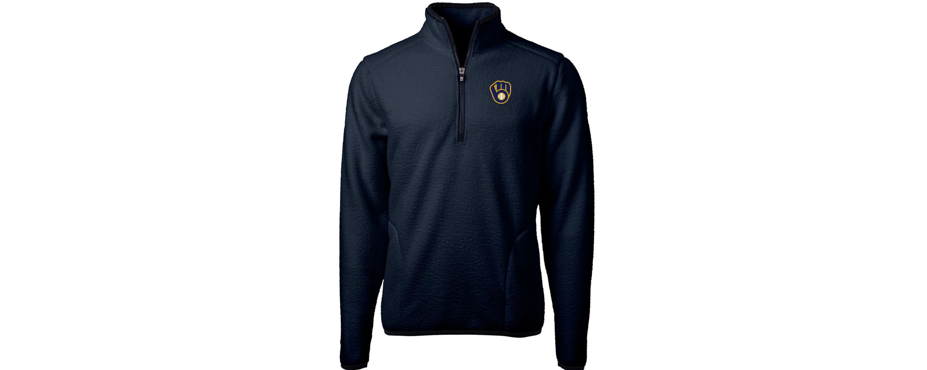 MLB Milwaukee Brewers Cascade Eco Sherpa Fleece Quarter-Zip Pullover Jacket