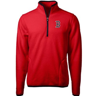 Cutter & Buck Men's Boston Red Sox MLB Boston Sox Cascade Eco Sherpa Fleece Quarter-Zip Pullover Jacket, 2XL