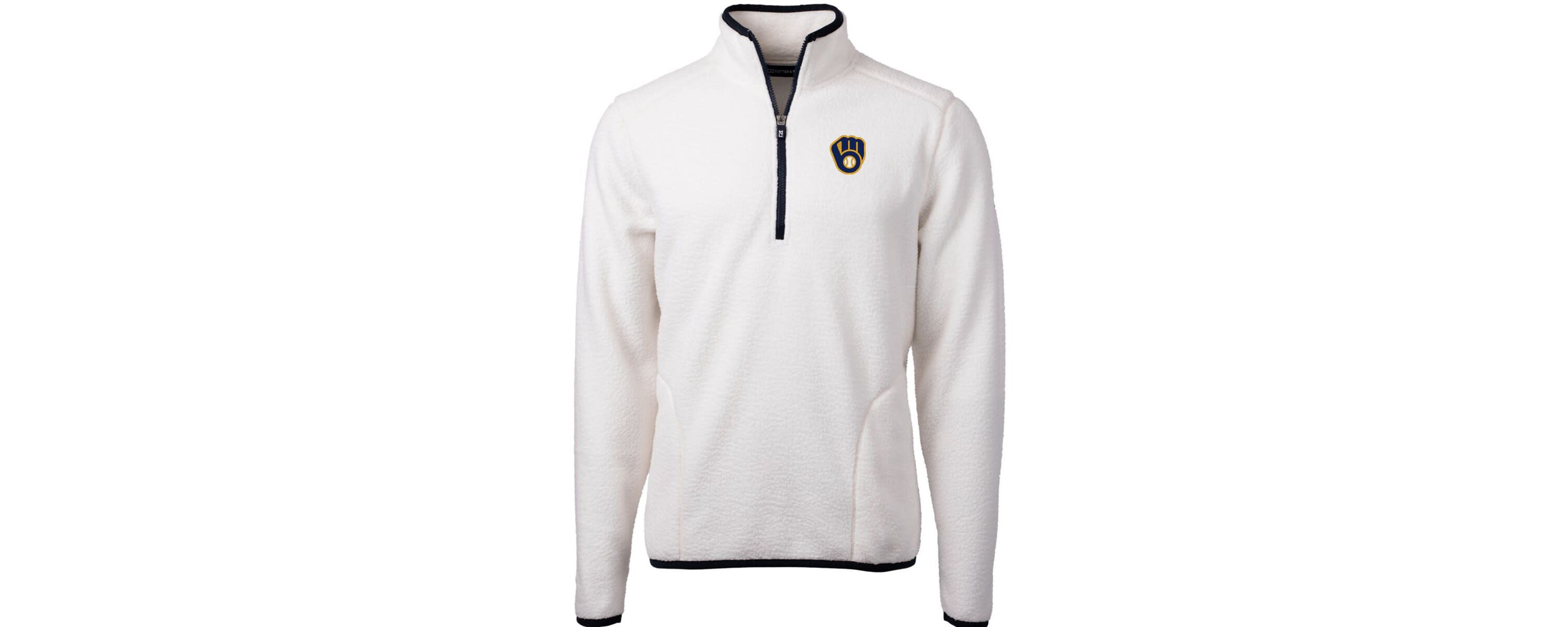 MLB Milwaukee Brewers Cascade Eco Sherpa Fleece Quarter-Zip Pullover Jacket