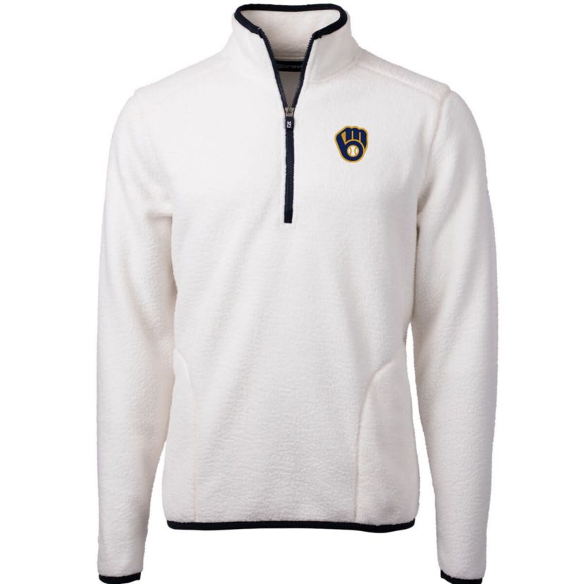 MLB Milwaukee Brewers Cascade Eco Sherpa Fleece Quarter-Zip Pullover Jacket