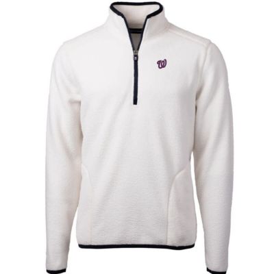 Cutter & Buck Men's MLB Washington Nationals Cascade Eco Sherpa Fleece Quarter-Zip Pullover Jacket
