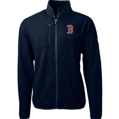 Cutter & Buck Men's Boston Red Sox MLB Boston Sox Cascade Eco Sherpa Fleece Full-Zip Jacket, Navy Blue, Large
