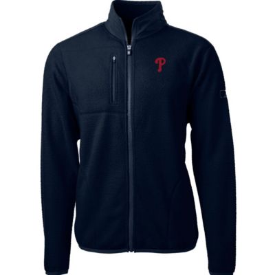 Cutter & Buck Men's MLB Philadelphia Phillies Cascade Eco Sherpa Fleece Full-Zip Jacket, Navy Blue, XL