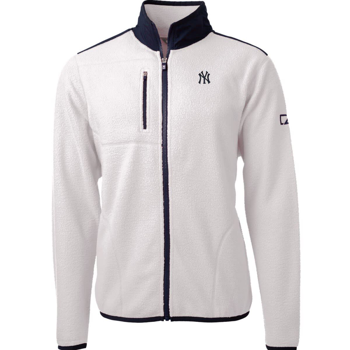 MLB White/Navy New York Yankees Cascade Eco Sherpa Fleece Full-Zip Jacket