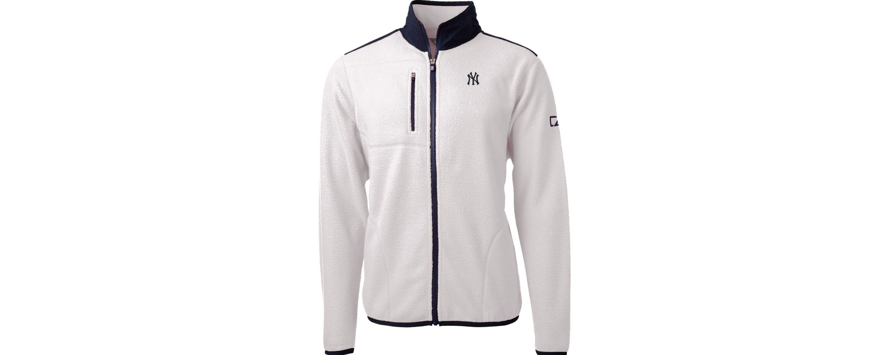 MLB White/Navy New York Yankees Cascade Eco Sherpa Fleece Full-Zip Jacket