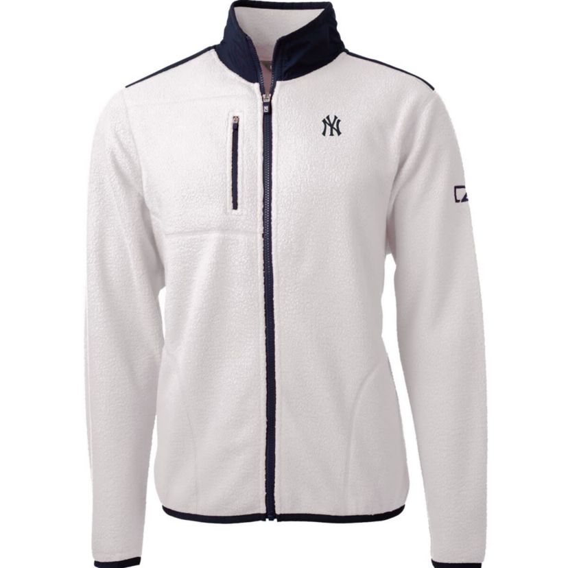 MLB White/Navy New York Yankees Cascade Eco Sherpa Fleece Full-Zip Jacket