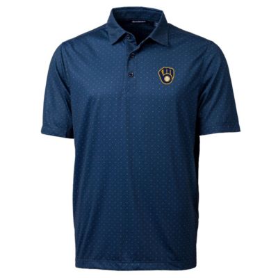 MLB Milwaukee Brewers Pike Double Dot Print Stretch Polo