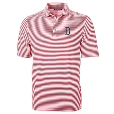 Cutter & Buck Men's Boston Red Sox MLB Boston Sox Virtue Eco Pique Stripe Recycled Polo, 3XL
