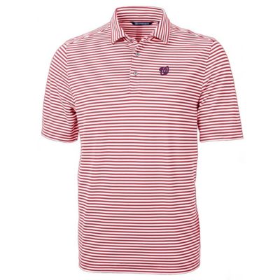 Cutter & Buck Men's MLB Washington Nationals Virtue Eco Pique Stripe Recycled Polo