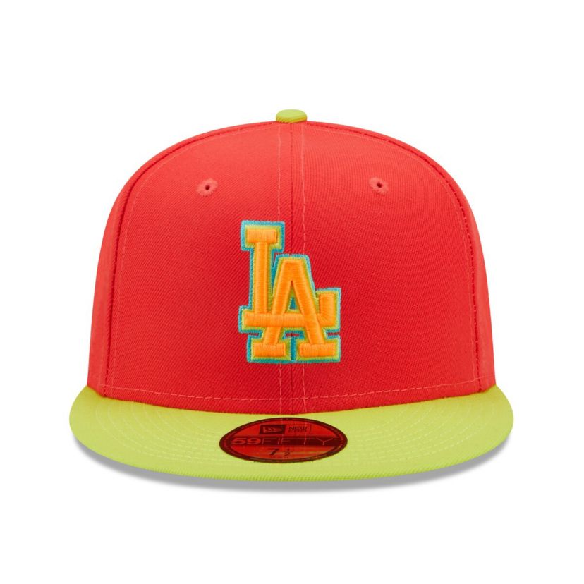 MLB Red/Neon Los Angeles Dodgers 1978 World Series Lava Highlighter Combo 59FIFTY Fitted Hat