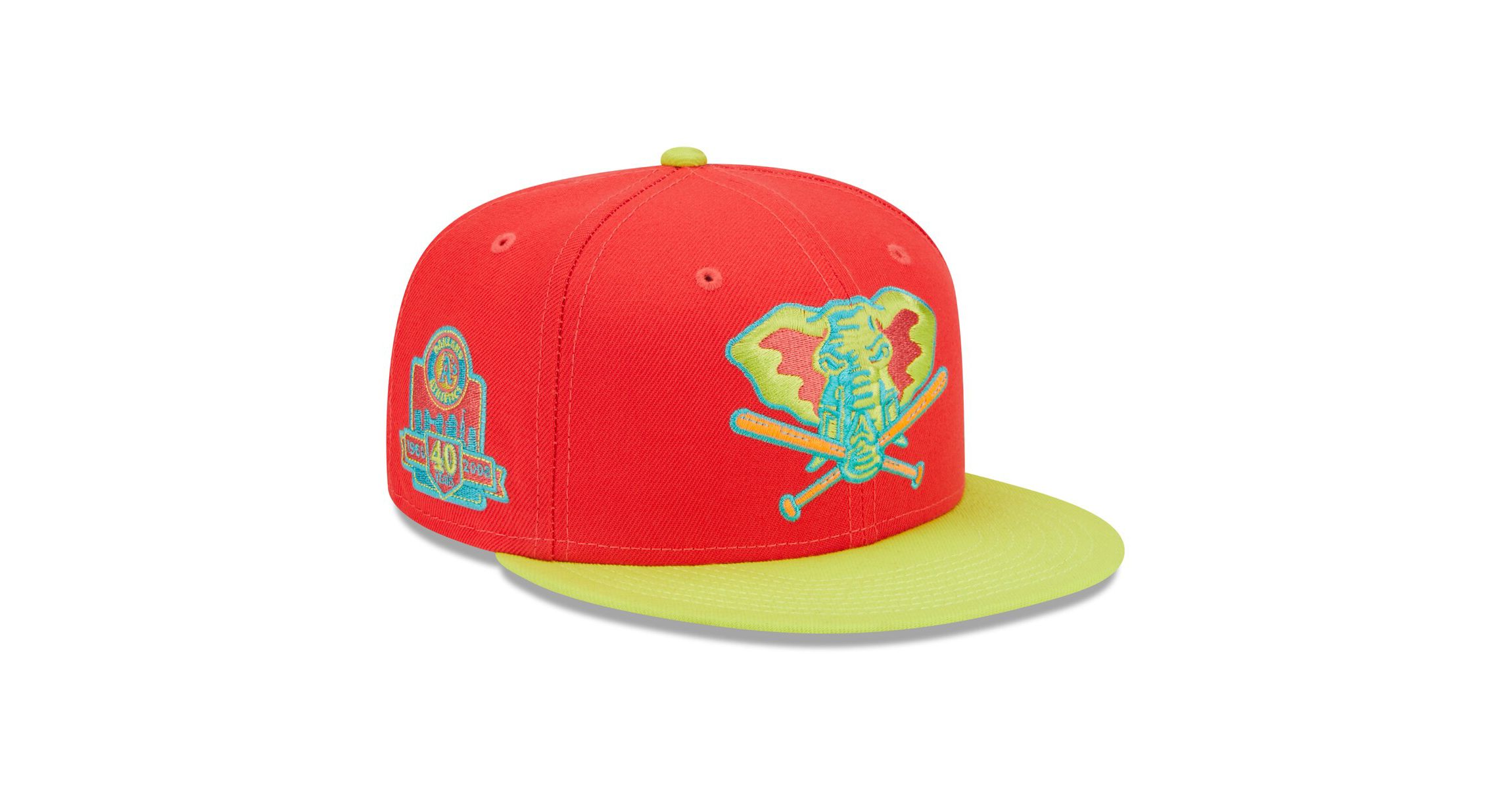 Oakland Athletics MLB Red/Neon Athletics 40th Anniversary Lava Highlighter Combo 59FIFTY Fitted Hat