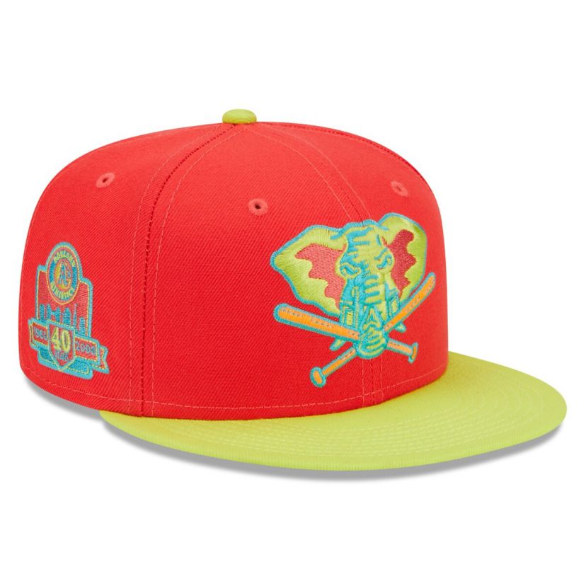 Oakland Athletics MLB Red/Neon Athletics 40th Anniversary Lava Highlighter Combo 59FIFTY Fitted Hat