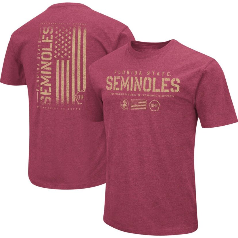 NCAA Florida State Seminoles OHT Military Appreciation Flag 2.0 T-Shirt