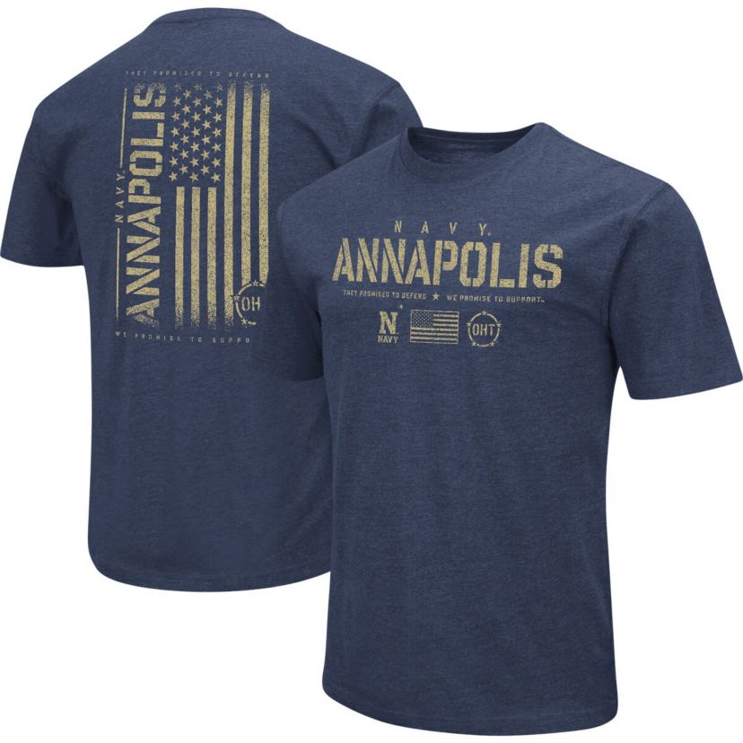 Navy Midshipmen NCAA Midshipmen OHT Military Appreciation Flag 2.0 T-Shirt