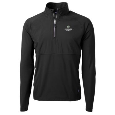 Cutter & Buck Men's NCAA Colorado State Rams Adapt Eco Knit Hybrid Recycled Quarter-Zip Pullover Top, Black, 3XL