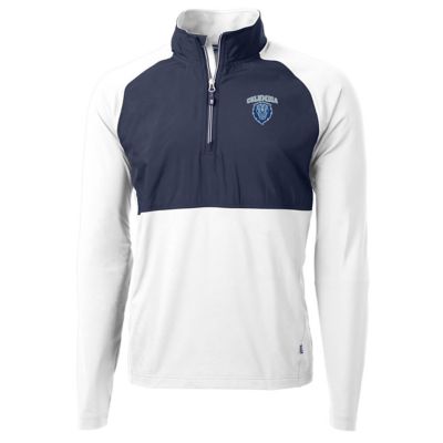 Cutter & Buck Men's Columbia University NCAA University Adapt Eco Knit Hybrid Recycled Quarter-Zip Pullover Top, White, 3XL