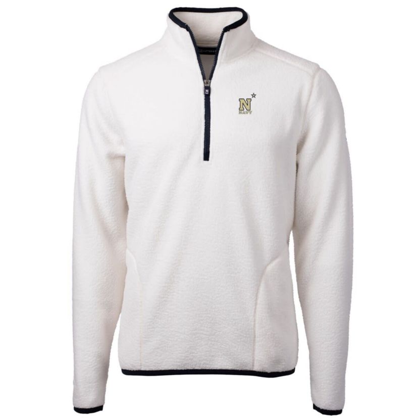 Navy Midshipmen NCAA Midshipmen Team Logo Cascade Eco Sherpa Fleece Quarter-Zip Pullover Jacket