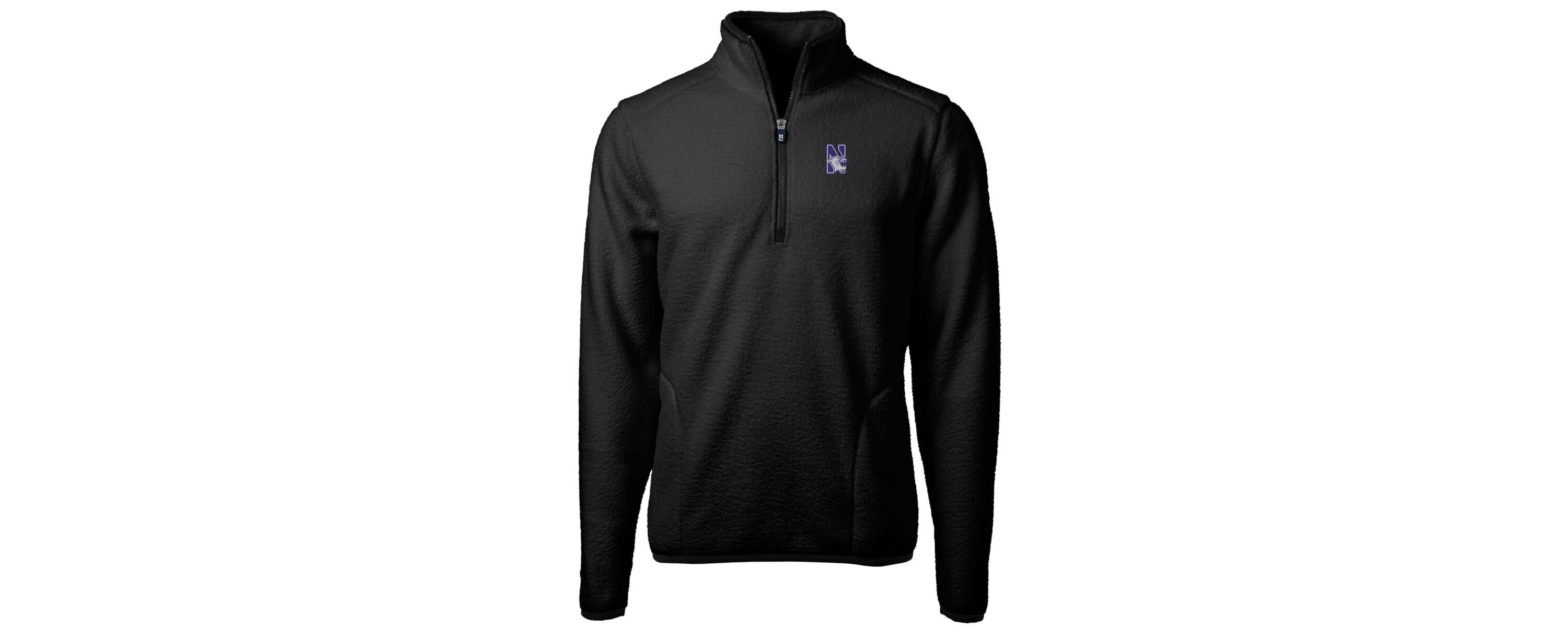 NCAA Northwestern Wildcats Team Logo Cascade Eco Sherpa Fleece Quarter-Zip Pullover Jacket