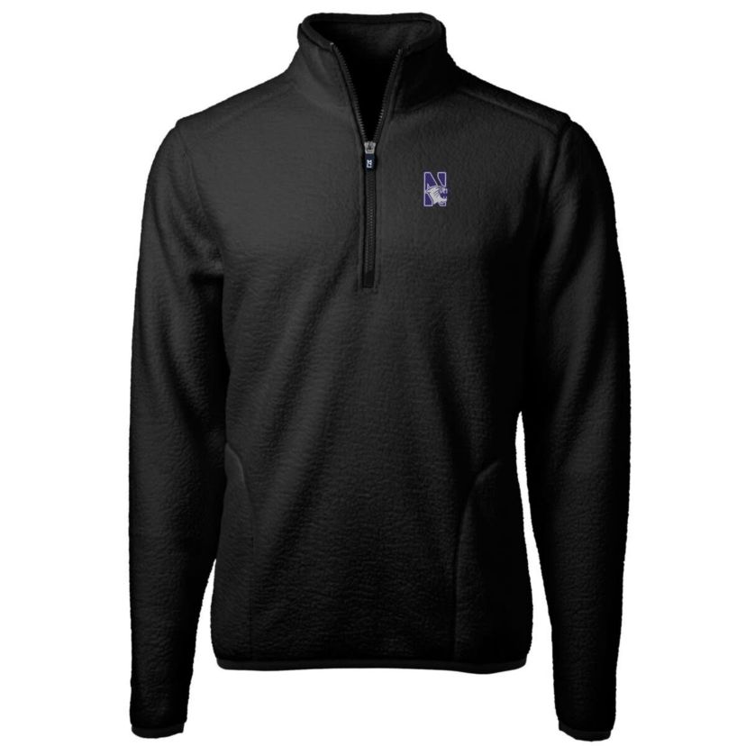 NCAA Northwestern Wildcats Team Logo Cascade Eco Sherpa Fleece Quarter-Zip Pullover Jacket